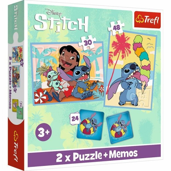 Puzzle 2w1 + memos Wesoły dzień Lilo i Stitch 93585 Trefl