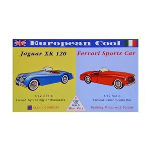 Model plastikowy - Samochody European Cool - Jaguar XK-120 / Ferrari 250 - Glencoe Models (2szt) - Glencoe Models