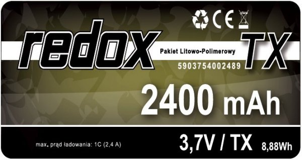 Redox 2400 mAh 3,7V JR (MT44) - pakiet LiPo TX - Redox