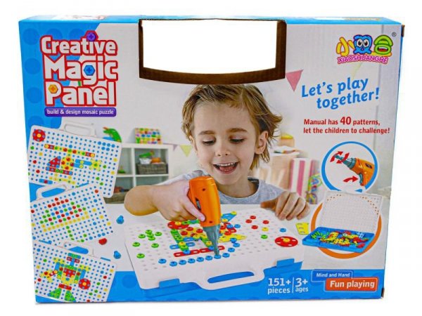 Edukacyjna Układanka,Puzzle,Klocki Kreatywna Mozaika, Wkrętarka 151 El Zestaw Konstrukcyjny - DK