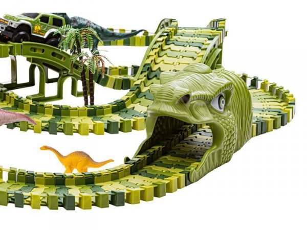 Duży Tor Samochodowy, Wyścigowy - Park Dinozaurów 270 El. ( 240 + 30 )