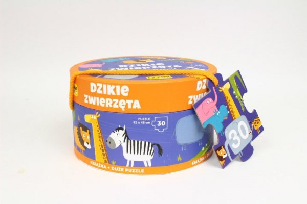 FOKSAL Puzzle 30 Na okrągło+ Książka Dzikie zwierz..58095