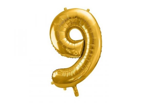 PARTYDECO Balon foliowy Cyfra 9 86cm złoty 36191