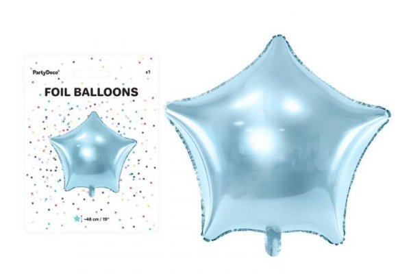 PARTYDECO Balon foliowy Gwiazdka 48cm błękit 80262