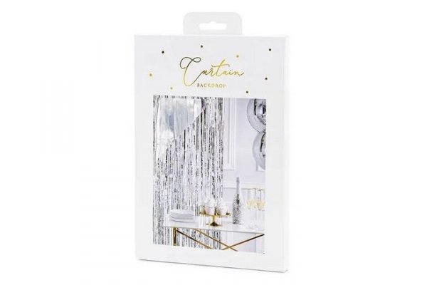 PARTYDECO Kurtyna Party srebrny 90 x 250cm 53303
