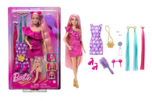 MATTEL Barbie Zabawa włosami lalka+akce.róż JDC85 /6