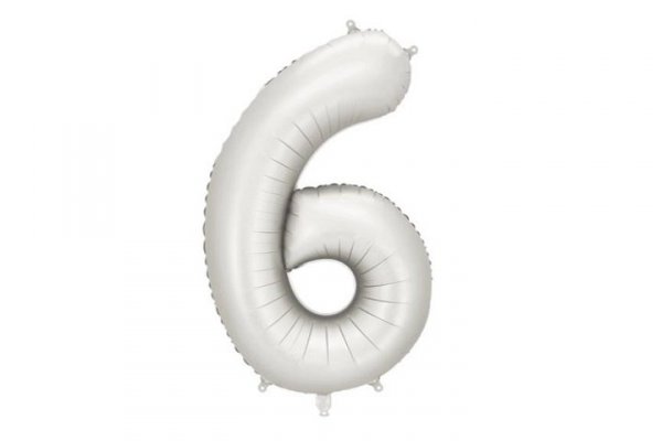 PARTYDECO Balon fol.Cyfra 6 86cm srebrny mat 82755
