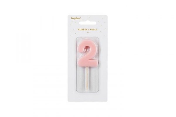PARTYDECO Świeczka urodz.Cyferka 2 j.róż5,5cm 38776
