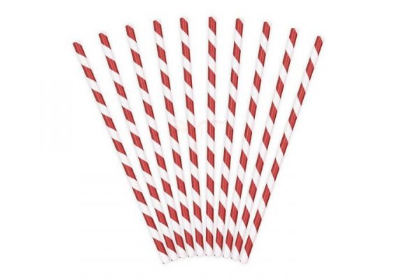 PARTYDECO Słomki papierowe czerwony 195cm A10 94382