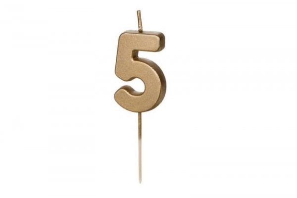 PARTYDECO Świeczka urodz.Cyferka 0 4,5cm złoty 32293