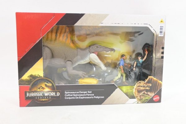 MATTEL JURASSIC WORLD zest Spinozaur+figurki JGB54 /2