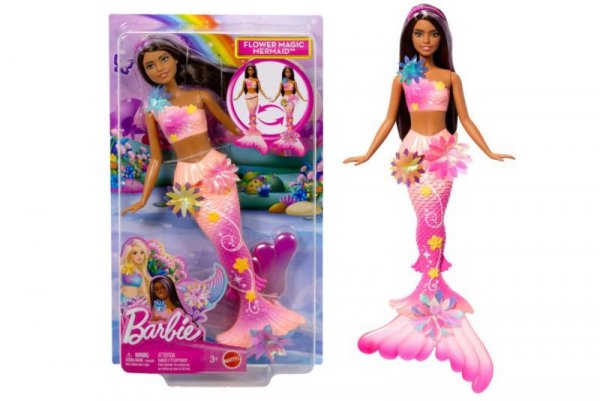 MATTEL Barbie Syrenka Rozkwitające kwiaty brunetka JDM73