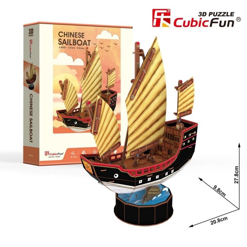 CUBICFUN PUZZLE 3D 62 EL. ŻAGLOWIEC CHINESE 3+