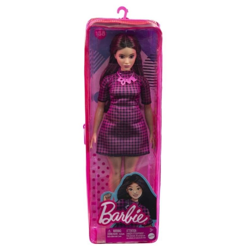 MATTEL BARBIE FASHIONISTAS LALKA - SUKIENKA W RÓŻOWĄ KRATKĘ HBV20 3+