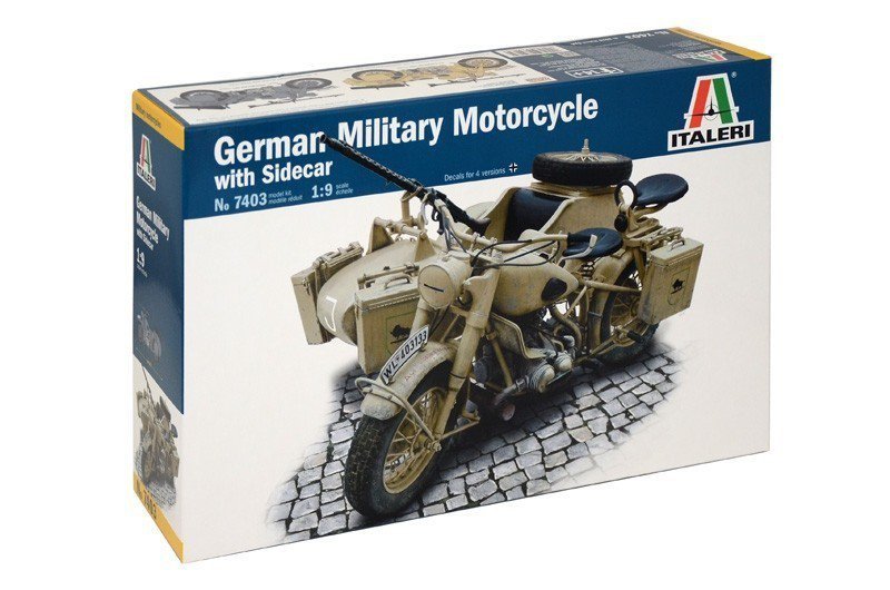 ITALERI GERMAN MILITARY MOTORCYCLE WITH SIDECAR 7403 SKALA 1:9