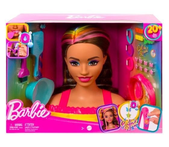 MATTEL BARBIE GŁOWA DO STYLIZACJI NEONOWA BRĄZ HMD80 3+