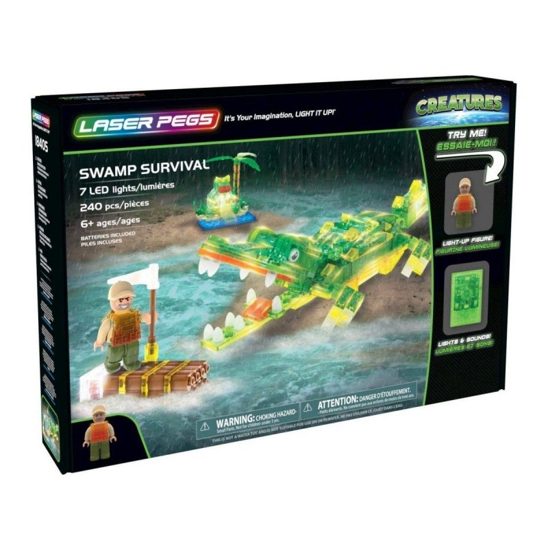 LASER PEGS ŚWIECĄCE KLOCKI LED SWAMP SURVIVAL 240EL. 6+