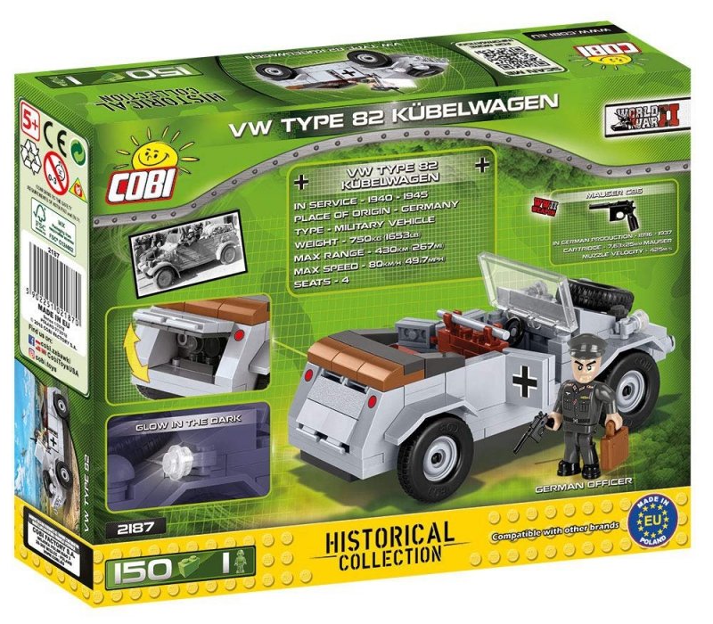 COBI HISTORICAL 150 EL. VW TYP 82 KUBELWAGEN - SAMOCHÓD OSOBOWO-TERENOWY 2187 6+