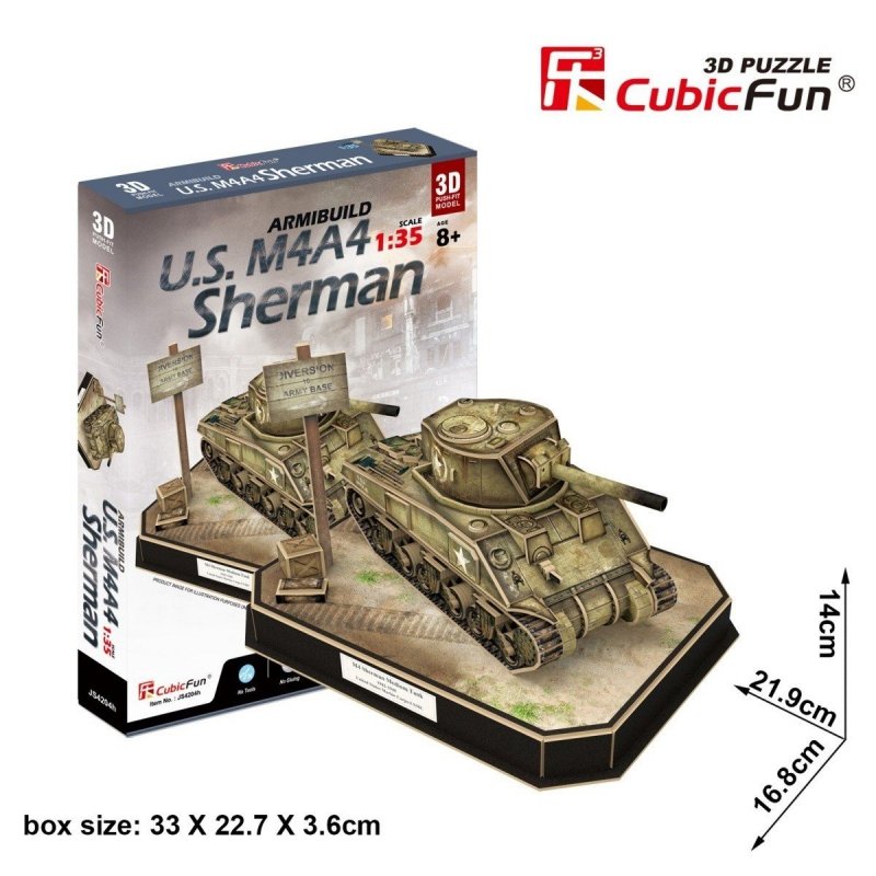 CUBICFUN PUZZLE 3D CZOŁG U.S. M4A4 SHERMAN 263 EL. 3+