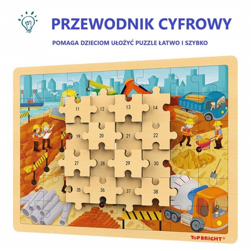 BRIMAREX PUZZLE DREWNIANE NA BUDOWIE TOP BRIGHT 3+