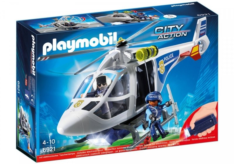 PLAYMOBIL CITY ACTION HELIKOPTER POLICYJNY Z REFLEKTOREM LED 6921 4+