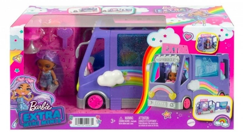 MATTEL BARBIE EXTRA MINIBUS KONCERTOWY + LALKA HKF84 3+