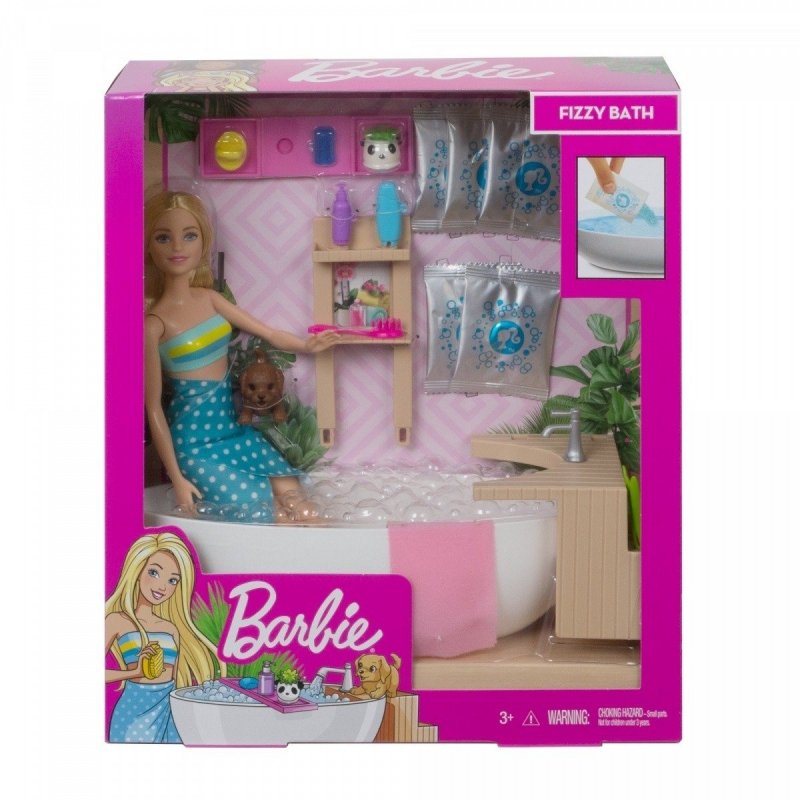 MATTEL LALKA BARBIE ZESTAW RELAKS W KĄPIELI GJN32 3+