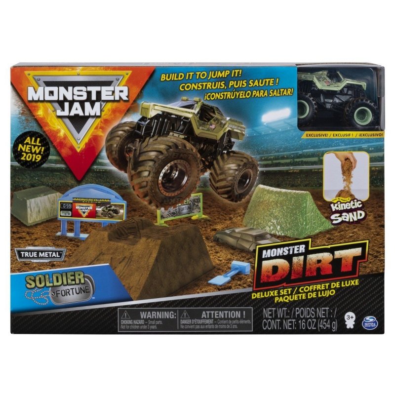SPIN MASTER AUTO MONSTER JAM SOLDIER FORTUNE + PIASEK KINETYCZNY DELUXE 454G 3+