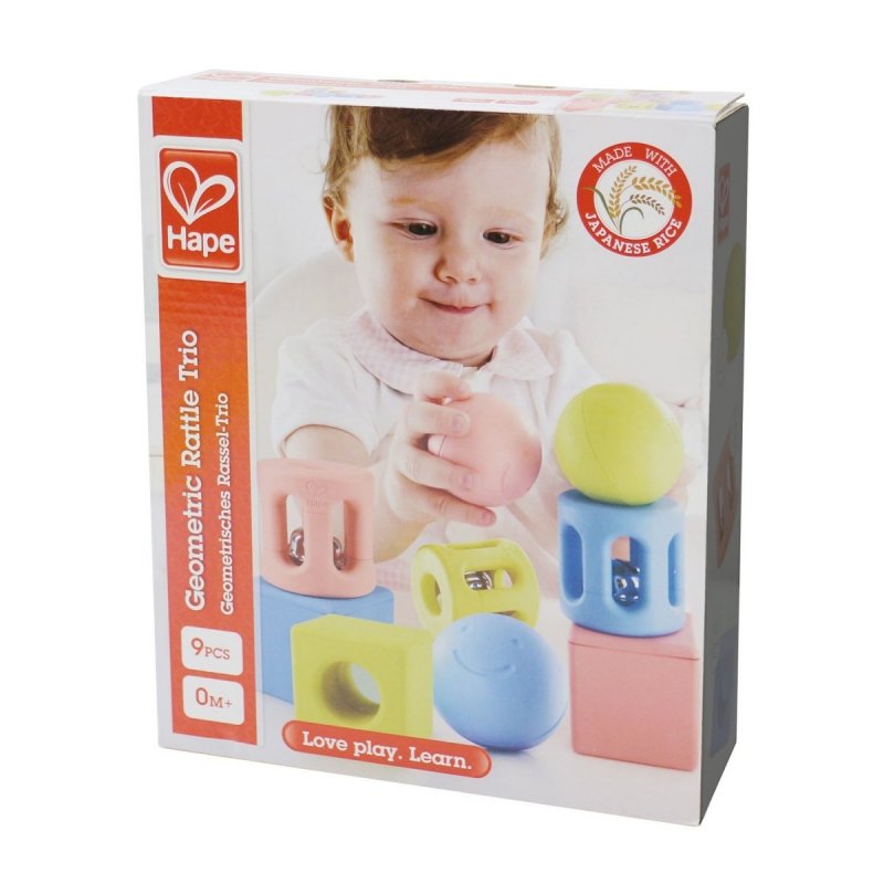 HAPE GRZECHOTKI GEOMETRYCZNE RYŻOWE TRIO 0M+