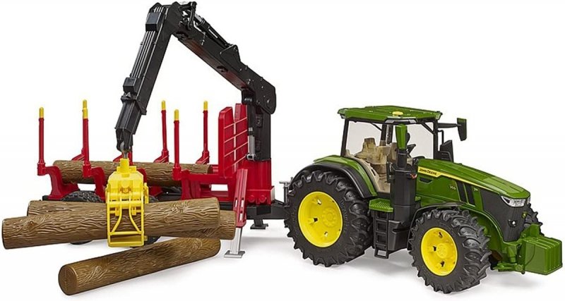 BRUDER TRAKTOR JOHN DEERE 7R 350 Z PRZYCZEPĄ LEŚNĄ 3+