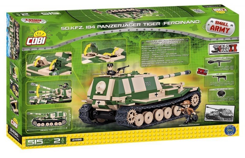 COBI KLOCKI ARMIA 515 EL. SDKFZ 184 PANZERJAGER II 2496 7+