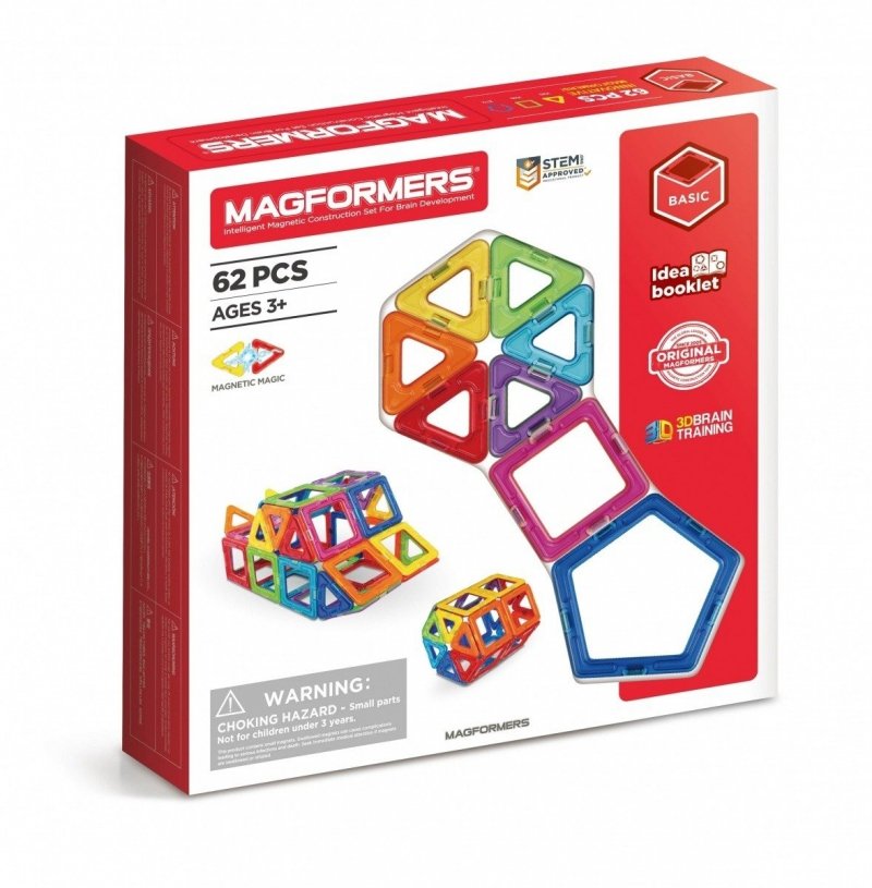 MAGFORMERS KLOCKI MAGNETYCZNE 62 EL. 3+