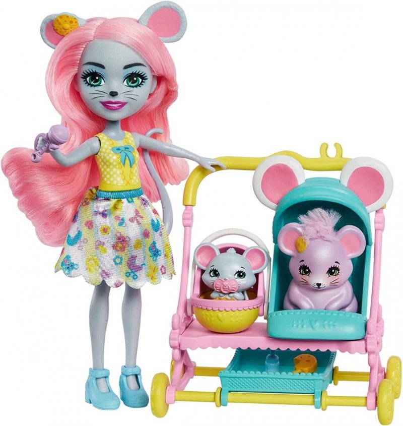 MATTEL  ENCHANTIMALS MAURIA MOUSE WÓZEK Z MYSZKAMI HKR57 4+