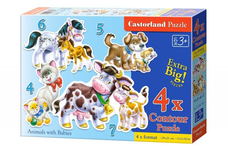 CASTOR 4+5+6+7 EL. ZWIERZĘTA Z DZIEĆMI PUZZLE 4+