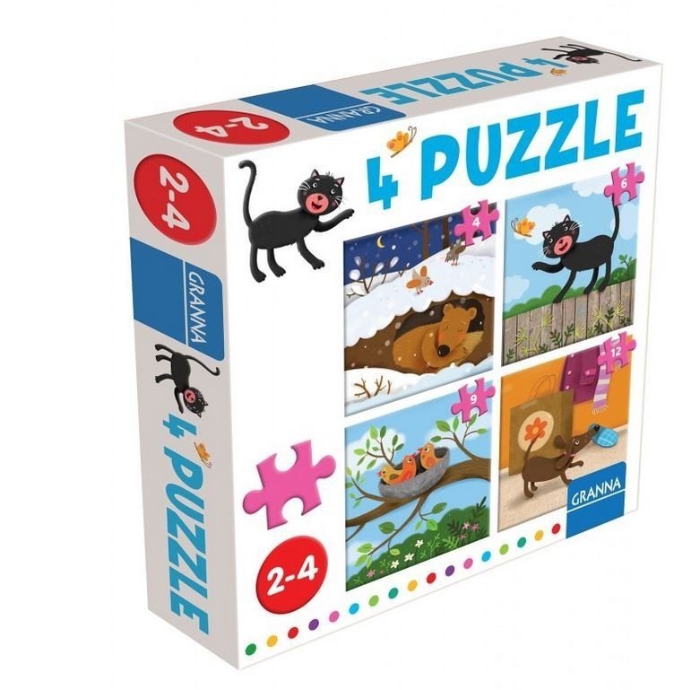 GRANNA PUZZLE Z KOTEM 4,6,9,12EL. 2+