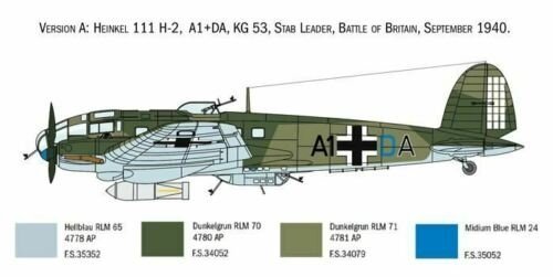 ITALERI HEINKEL HE 111H BATTLE OF BRITAIN 1436 SKALA 1:72