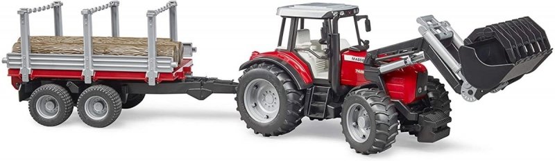 BRUDER TRAKTOR MASSEY FERGUSON Z PRZYCZEPĄ 3+