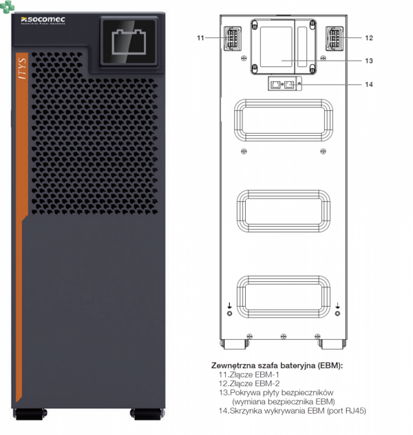 ITY3-EX100HB SOCOMEC zewnętrzny moduł bateryjny do UPS ITYS 3 6-8-10kVA (6-8-10kW), 192V, 1 łańcuch baterii wewnętrznych.