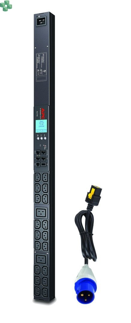 AP8858EU3 Monitorowana listwa zasilająca PDU 2G do montażu w szafie, zero U, 16 A, 230 V, (18) C13 i (2) C19, kabel IEC309