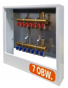 ROZDZIELACZ 7 OBWODÓW MOSIĘŻNY DO OGRZEWANIA SZAFKA ZAWORKI PEX ALUPEX 16mm