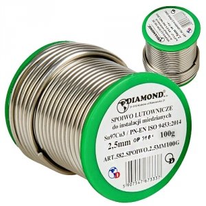 SPOIWO LUTOWNICZE CYNA DO LUTOWANIA MIEDZI LUT MIĘKKI Sn97Cu3 2,5mm 100g