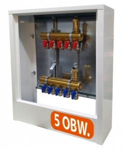 ROZDZIELACZ 5 OBWODÓW MOSIĘŻNY DO OGRZEWANIA SZAFKA ZAWORKI PEX ALUPEX 16mm