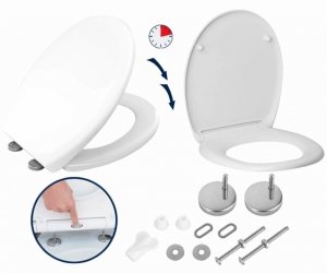 DESKA SEDESOWA do WC BIAŁA WOLNOOPADAJĄCA Twarda Wypinana CICHY DOMYK D1
