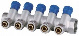 ROZDZIELACZ PEX 1” x 16 mm 5 OBWODÓW SEKCJI DO WODY ZIMNEJ