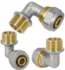 KOLANO KOLANKO NYPLOWE PEX ALUPEX SKRĘCANE 25 mm x 1'' GZ MOSIĄDZ
