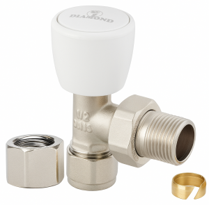 ZAWÓR GRZEJNIKOWY ZASILAJĄCY ODCINAJĄCY KĄTOWY FI 1/2 Ø 16 PEX