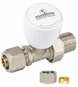 ZAWÓR GRZEJNIKOWY ZASILAJĄCY ODCINAJĄCY PROSTY FI 1/2 Ø 16 PEX