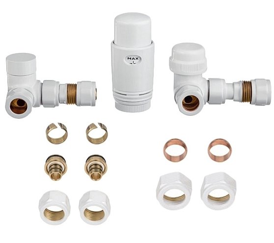 INVENA KOMPLET ZAWÓR TERMOSTATYCZNY OSIOWY BIAŁY TERMOSTAT CD-25-B15-S