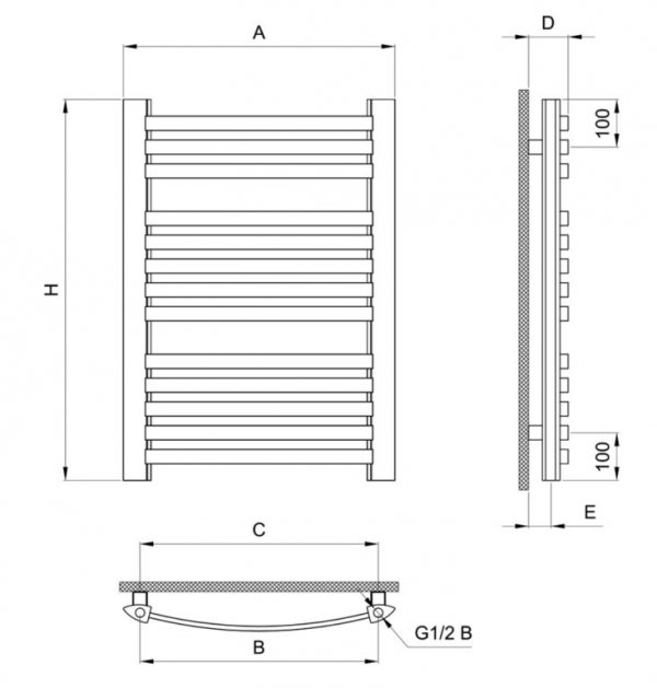 GRZEJNIK ŁAZIENKOWY DRABINKA 800X470 BIAŁY 410W DIAMOND GR3-13/40.B