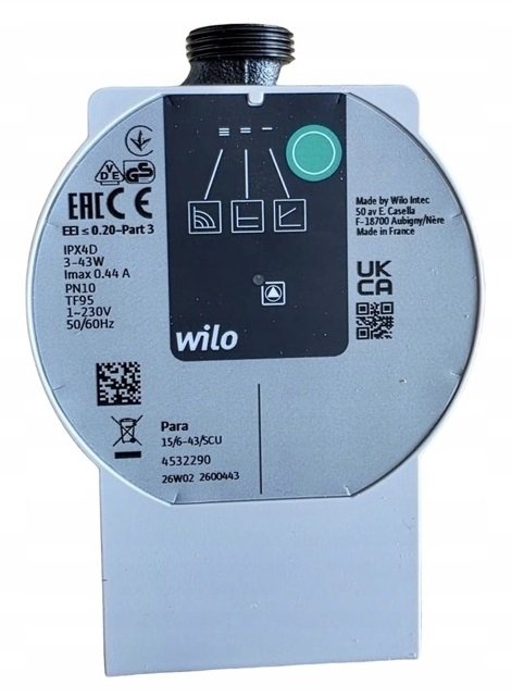 POMPA OBIEGOWA DO KOTŁA , ROZDZIELACZA CO WILO Para 15/6 43 KRÓTKA